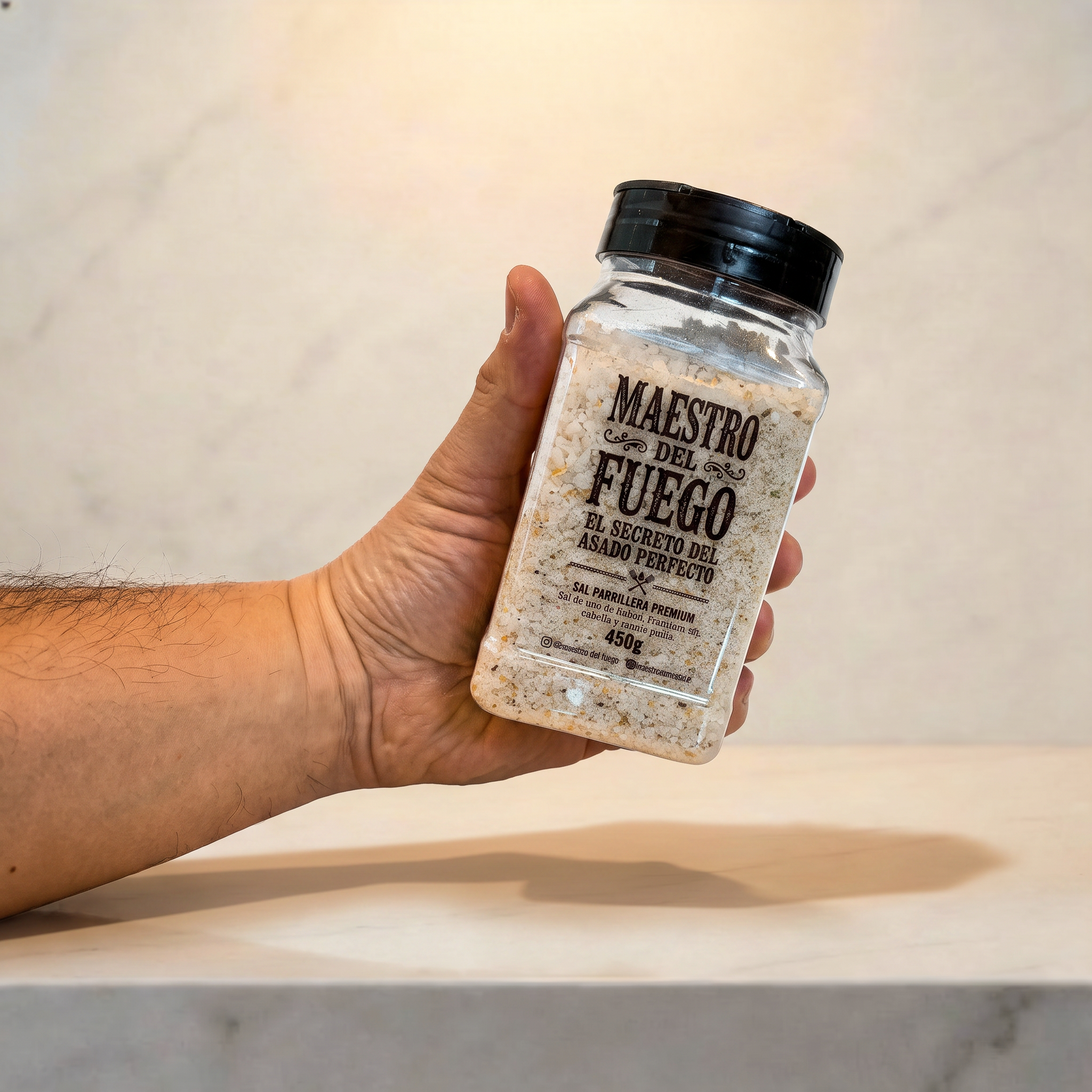 Sal especiada premium, pack molinillo de mesa 150g + salero parrillero 450g