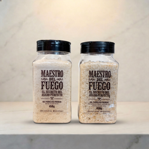 Pack 2 saleros 450g sal de mar + sal de mar especiada