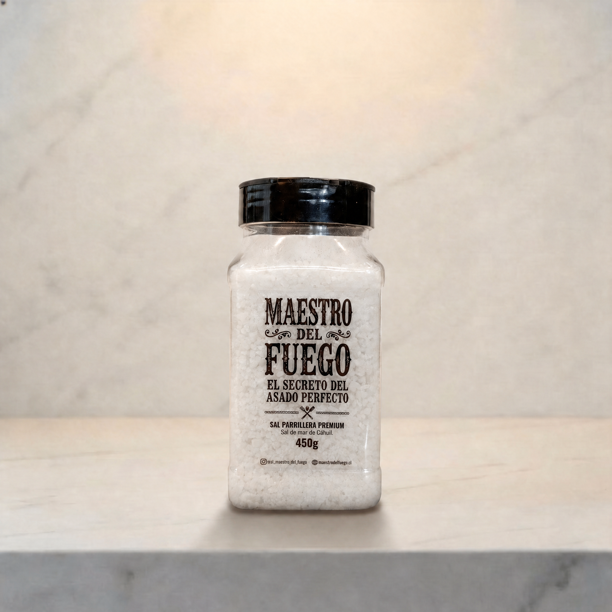 Sal de mar premium, pack molinillo de mesa 150g + salero parrillero 450g