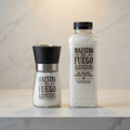 Sal de mar premium, pack molinillo 150g + botella parrillera 450g.