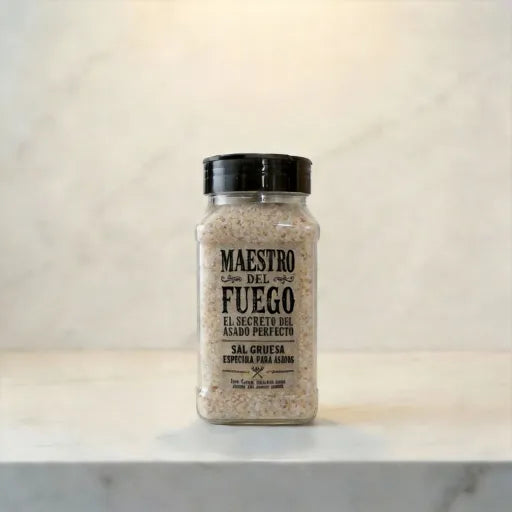 Sal especiada premium Maestro del Fuego en Salero parrillero de 450g.