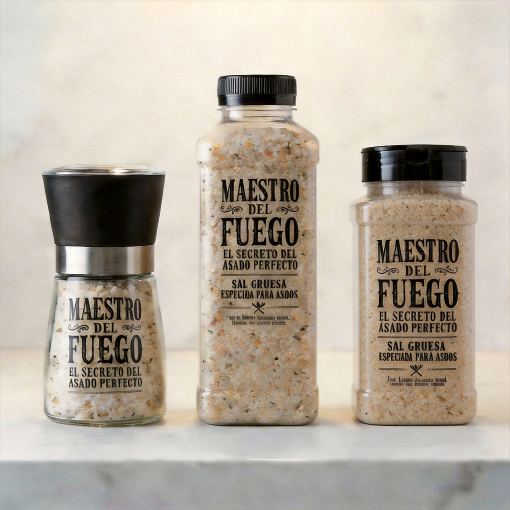 Pack sal especiada 3 formatos, molinillo 150g + salero 450g + refill 450g | 20% dcto.